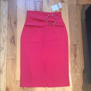 New ZARA hot pink midi skirt